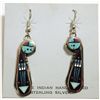 Image 1 : Navajo Multi-Stone Sun Face Inlay Sterling Silver French Hook Earrings - Samuel Smith