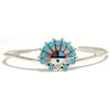 Image 1 : Zuni Multi-Stone Inlay Sun Face Sterling Silver Thin Cuff Bracelet - ER