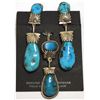 Image 1 : Old Pawn Zuni Sleeping Beauty Turquoise Sterling Silver Earrings & Pendant Set - Robert & Bernice Le