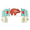 Image 1 : Zuni Multi-Stone Inlay Bear Sterling Silver Cuff Bracelet - Rudell & Nancy Laconsello