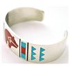 Image 2 : Zuni Multi-Stone Inlay Bear Sterling Silver Cuff Bracelet - Rudell & Nancy Laconsello