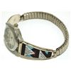 Image 2 : Zuni Multi-Stone Inlay Sterling Silver Women's Watch - Leander & Lisa Otholi