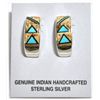 Image 1 : Navajo Turquoise & Jasper Curved Sterling Silver Post Earrings - Calvin Begay