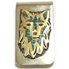 Image 1 : Navajo Turquoise & 12k Gold Fill Wolf Money Clip - Richard Singer