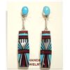 Image 1 : Zuni Multi-Stone Inlay Sterling Silver Post Earrings - Phyllis Lucio