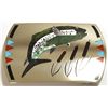 Image 1 : Zuni Multi-Stone Inlay Trout Sterling Silver Buckle - Dale Edaakie