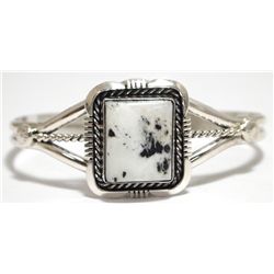 Navajo White Buffalo Sterling Silver Cuff Bracelet - Eugene Belone