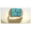 Image 1 : Navajo Turquoise Inlay Sterling Silver Men's Ring - Ray Jack