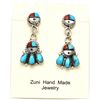 Image 1 : Zuni Coral & Turquoise Earrings - E.A.