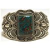 Image 1 : Old Pawn Navajo Spider Web Kingman Turquoise Sterling Silver Cuff Bracelet - Kirk Smith