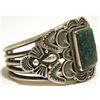 Image 2 : Old Pawn Navajo Spider Web Kingman Turquoise Sterling Silver Cuff Bracelet - Kirk Smith