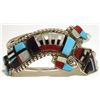 Image 1 : Zuni Multi-Stone Inlay Rainbow Kachina Sterling Silver Cuff Bracelet - Herbert Cellicion