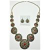 Image 1 : Navajo Multi-Stone Sterling Silver Necklace & Earrings Set - Violet Begay