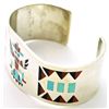 Image 2 : Zuni Multi-Stone Inlay Knifewing Kachina Sterling Silver Cuff Bracelet - Fred & Lolita Natachu