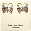 Image 1 : Zuni Multi-Opal Inlay Sterling Silver Butterfly Post Earrings - Emma Edaakie