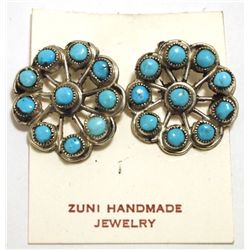 Zuni Turquoise Sterling Silver Clip-On Earrings - Smith Cachini