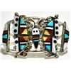 Image 1 : Zuni Multi-Stone Inlay Butterfly Sterling Silver Cuff Bracelet - Herbert Cellicion