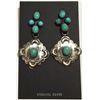 Image 1 : Navajo Turquoise Sterling Silver Post Earrings - Albert J Brown