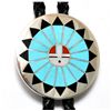 Image 1 : Zuni Multi-Stone Sun Design Sterling Silver Bolo Tie - Fred & Lolita Natachu