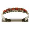 Image 1 : Zuni Coral Needlepoint Sterling Silver Cuff Bracelet