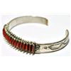 Image 2 : Zuni Coral Needlepoint Sterling Silver Cuff Bracelet