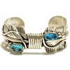 Image 1 : Navajo Turquoise Sterling Silver Feather Cuff Bracelet - Mike Thomas, Jr.