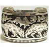 Image 1 : Navajo Sterling Silver Wolves Cuff Bracelet - Richard Singer