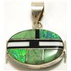 Image 1 : Navajo Multi-Stone Reversible Inlay Sterling Silver Pendant - Edison Yazzie