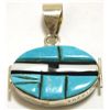 Image 2 : Navajo Multi-Stone Reversible Inlay Sterling Silver Pendant - Edison Yazzie