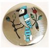 Image 1 : Zuni Multi-Stone Inlay Bluebird Sterling Silver Pendant & Pin - Sanford Edaakie