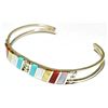 Image 1 : Zuni Multi-Stone Inlay Sterling Silver Cuff Bracelet - F. Sheyka