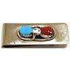 Image 1 : Zuni Coral & Turquoise Sterling Silver Snake Money Clip - Effie Calavaza