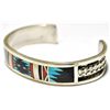 Image 2 : Zuni Multi-Stone Inlay Sterling Silver Cuff Bracelet - Charlotte Dishta