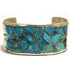 Image 1 : Vintage Old Pawn Zuni Turquoise Inlay Sterling Silver Cuff Bracelet - ALH