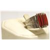 Image 2 : Zuni Coral Petit Point Sterling Silver Men's Ring - Shirley Quam