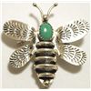 Image 1 : Navajo Turquoise Sterling Silver Bumblebee Pin - Tim Yazzie