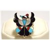Image 1 : Zuni Multi-Stone Inlay Knifewing Kachina Sterling Silver Women's Ring - Breon Wallace