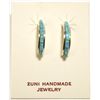 Image 1 : Zuni Blue Opal Inlay Sterling Silver Half-Ring Post Earrings - Susan Kalestewa