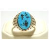 Image 1 : Navajo Sleeping Beauty Turquoise Sterling Silver Men's Ring - Ray Jack