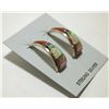 Image 3 : Zuni Multi-Stone Inlay Sterling Silver Curved Post Earrings - C.S. Lonjose