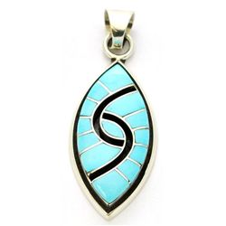 Zuni Turquoise Sharp Oval Pendant - Amy Quandelacy