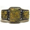 Image 1 : Old Pawn Navajo Yellow Spider Web Kingman Turquoise Sterling Silver Cuff Bracelet - Kirk Smith