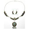 Image 1 : Navajo Multi-Stone Sterling Silver Necklace & Earrings Set - Violet Begay