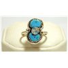 Image 1 : Zuni Turquoise Sterling Silver Snake Women's Ring - Effie Calavaza