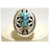 Image 1 : Navajo Spider Web Kingman Turquoise Sterling Silver Women's Ring - Eugene Belone