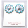 Image 1 : Zuni Multi-Stone Sun Design Earrings