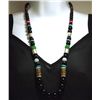 Image 1 : Navajo Onyx & Multi-Stone Sterling Silver Necklace - Tommy Singer