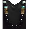 Image 2 : Navajo Onyx & Multi-Stone Sterling Silver Necklace - Tommy Singer