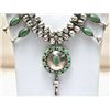 Image 2 : Navajo Green Turquoise Sterling Silver Squash Blossom Necklace & Earrings Set - L.F.K.
