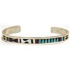 Image 1 : Zuni Multi-Stone Inlay Sterling Silver Cuff Bracelet - Charlotte Dishta